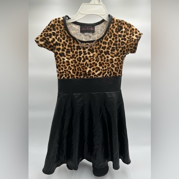 Kids Can't Miss Leopard Print Top With Black Skirt Toddler Dress - Picture 1 of 7
